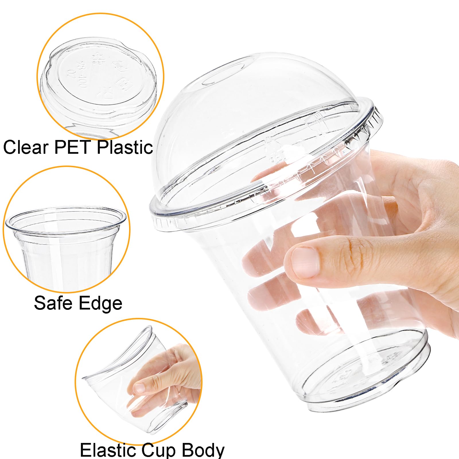 Amazon.com: Okllen 100 Pack 12 oz Clear Plastic Cups with Dome Lids and  Hole, Disposable Drinking Cups Milkshake Cups for Iced Coffee, Cold Drinks,  Smoothie, Milkshake, Party : Health & Household