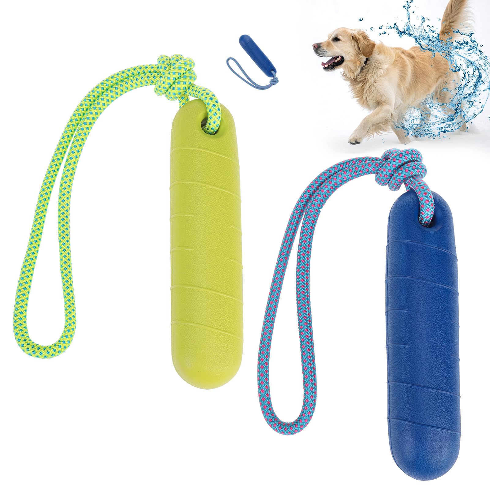 SCENEREAL Lot de 2 Jouets flottants pour Chien à rapporter de l'eau, Jouets d'eau pour Chiens de Taille Moyenne et Grande Taille de 21,6 cm avec Corde Durable pour l'entraînement d'été, la Piscine en