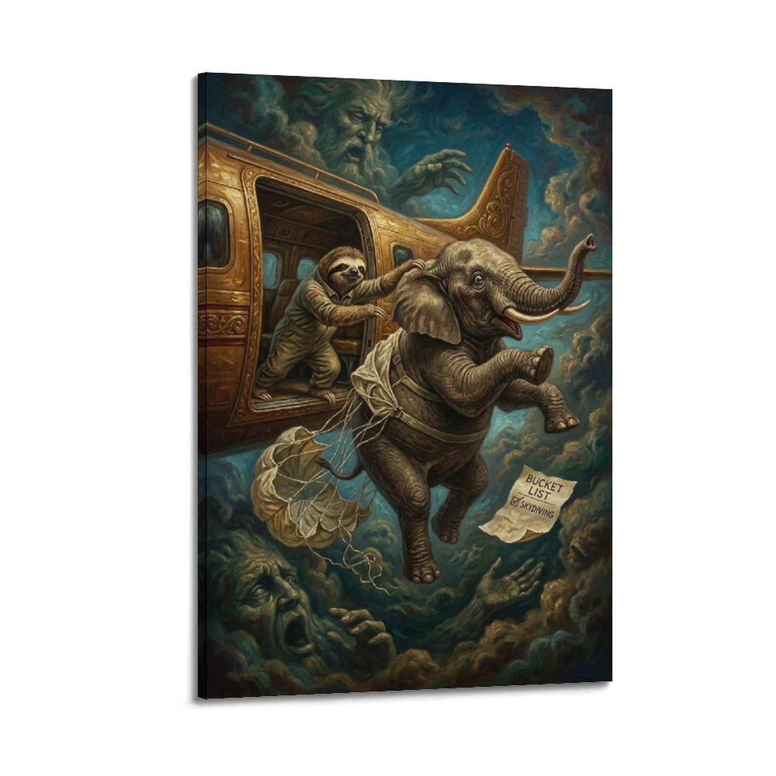 XKUGA Surreal Vintage Animal Poster Elephant Airplane Escape Fable Modern Decorative Canvas Prints - Ideal Wall Art for Family, Man Cave, Game Room, Boys & Girls Bedroom 24x36inch(60x90cm)