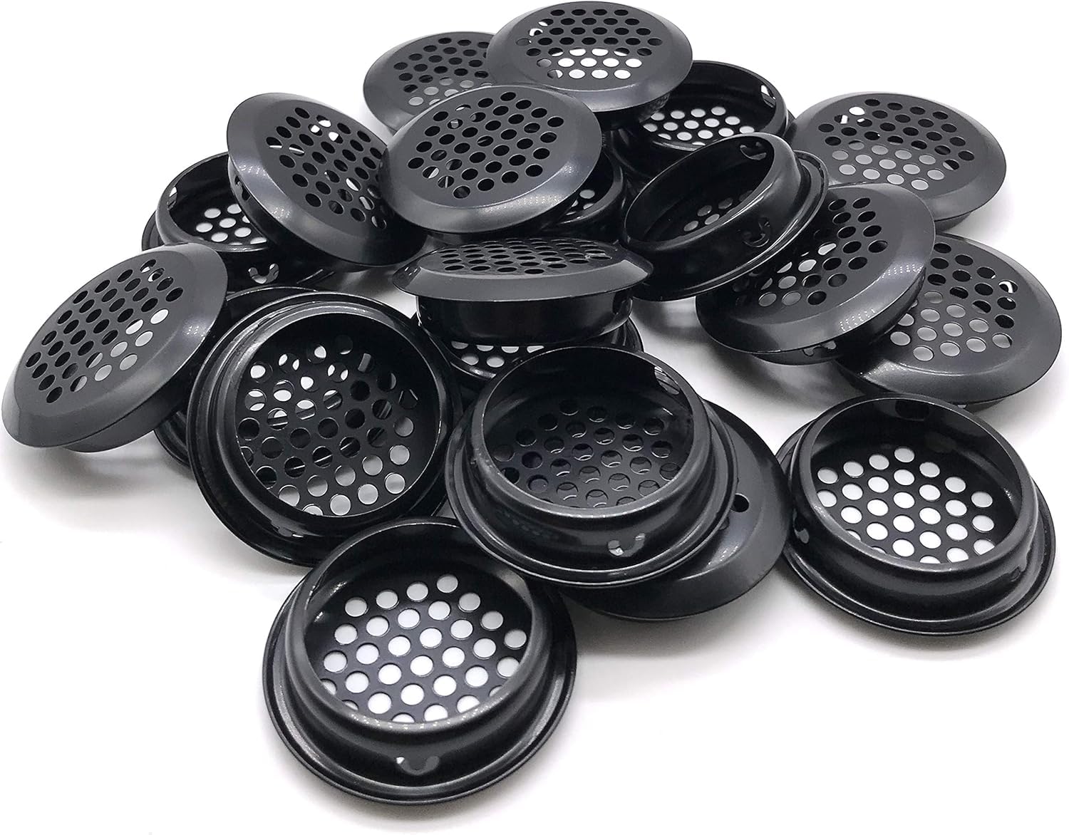 Nidetion Black 20Pcs Air Vents 35Mm Circular Soffit Vent Stainless Steel Round Vent Mesh Hole Louver For Kitchen Bathroom Cabinet Wardrobe (Black)
