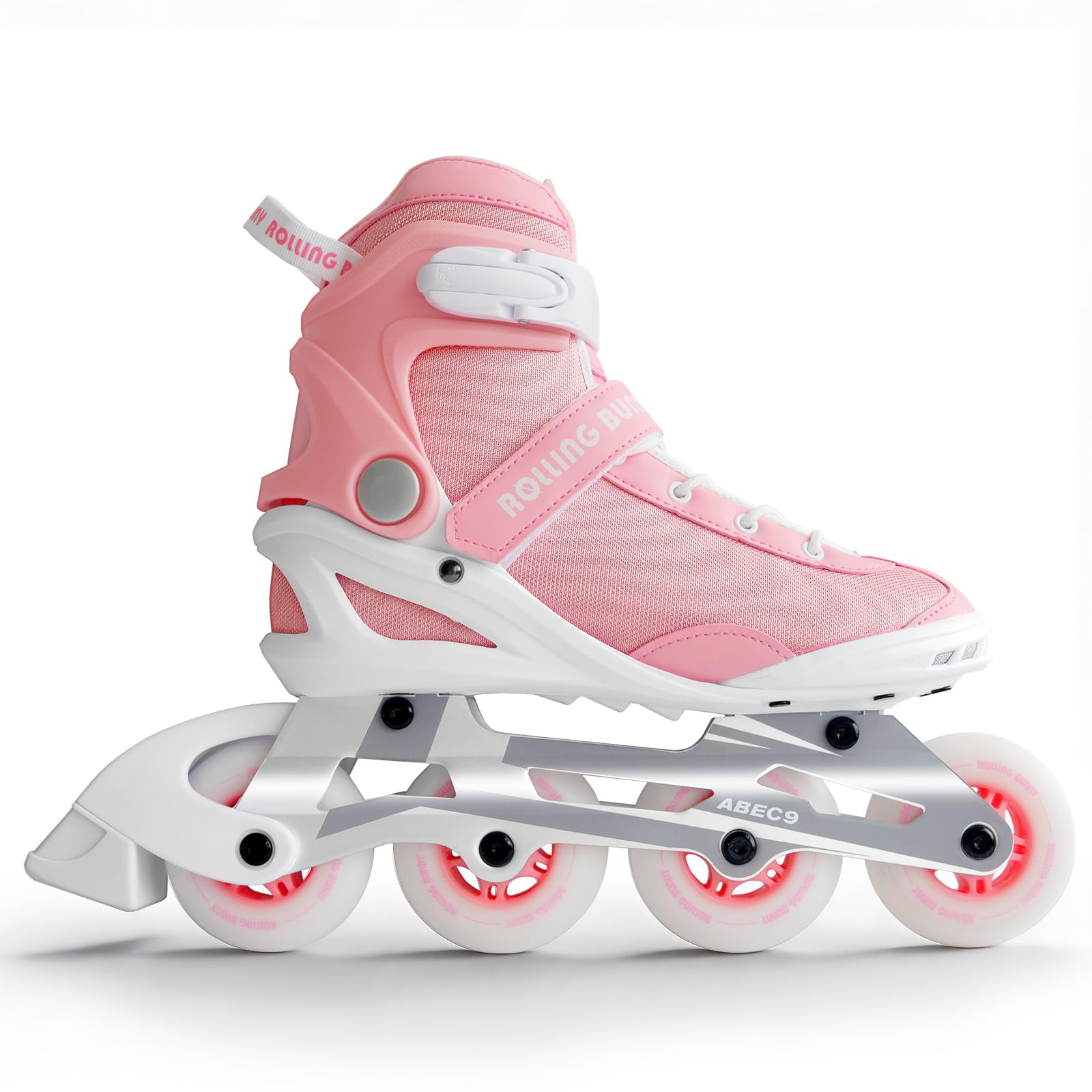 RollingBunny Inline Skates PRO for Adult Women - ABEC-9 Bearing with Breathable Lining for Male Female, Optional Brake, Size W 6-9, Pink — image 1
