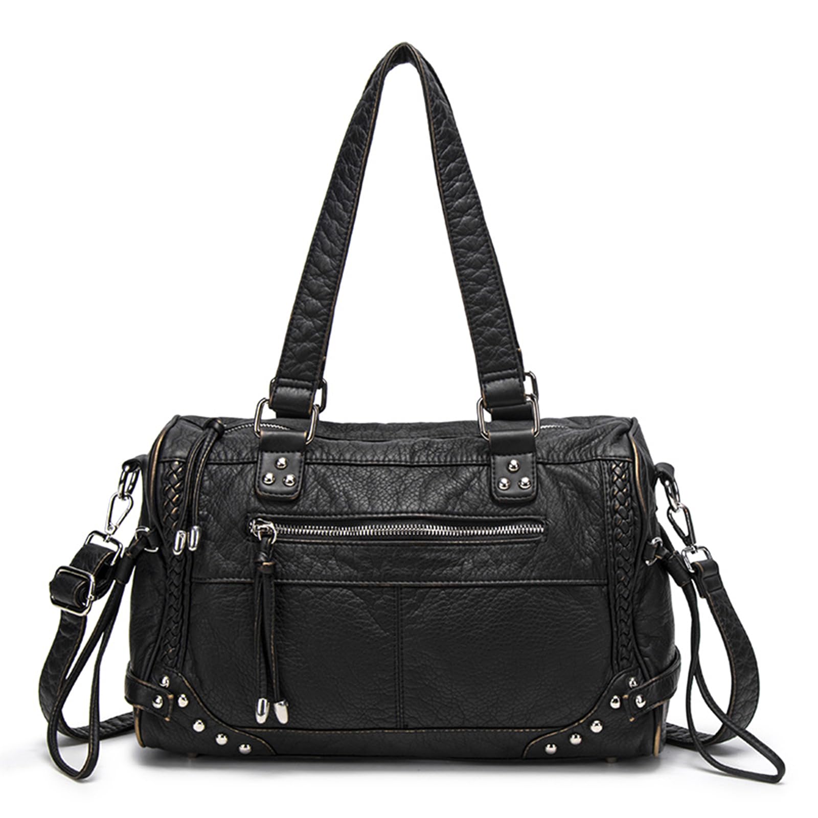 Grand sac fourre-tout en cuir noir : fini le manque de place avec ce sac à main Hobo