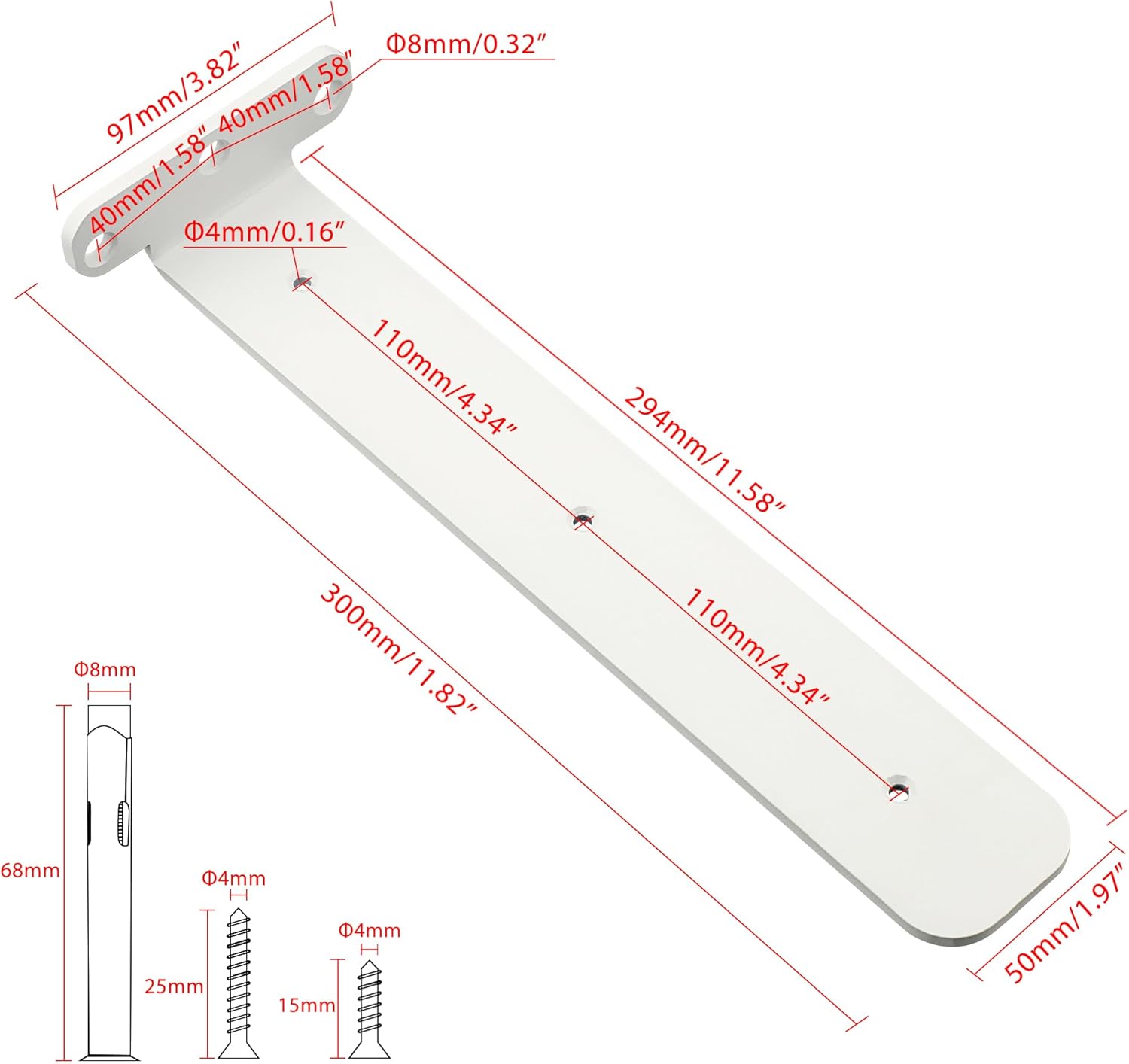 Alise Floating Shelf Brackets 4 Pcs, 90° L Brackets Heavy Duty for Wood, 12in White Brackets for Walls Hidden Shelves, Metal Shelving Supports for Home, Garden, Office and DIY