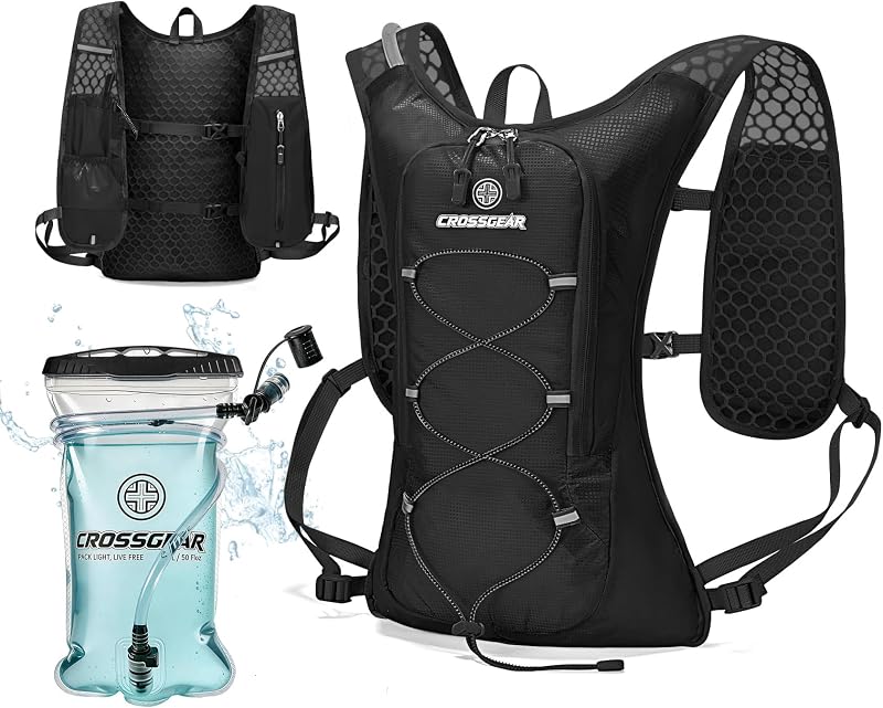 Hydration Backpack 10L with 1.5L TPU Water Bladder-BPA free, CROSSGEAR Running Vest, Hydro Lightweight Hiking Backpack for Women Men,Small Water Daypack for Cycling Runing Rave Biking Climbing Camping
