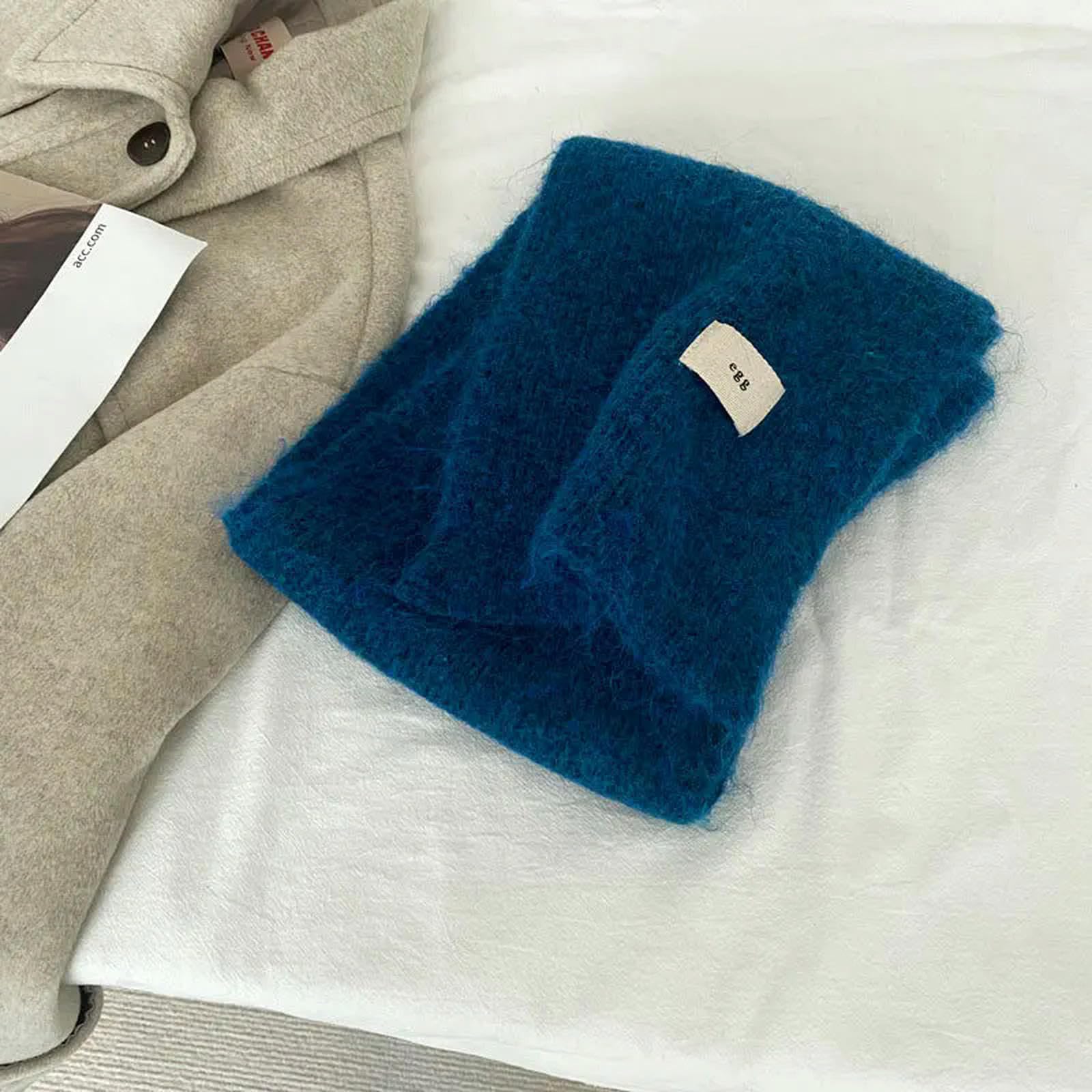 MdybF Sciarpa donna Donne Sciarpe Inverno Thicken Scaldare Scialli Morbidi Wraps Femminile Colore Puro Maglia Lunga Sciarpa