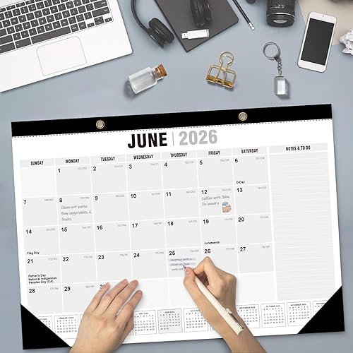 Miniatura 4 de Calendario de escritorio 2026-2027, con 2 calcomanías, calendario de 18 meses hasta junio de 2027-22 x 17 pulgadas, calendario mensual de