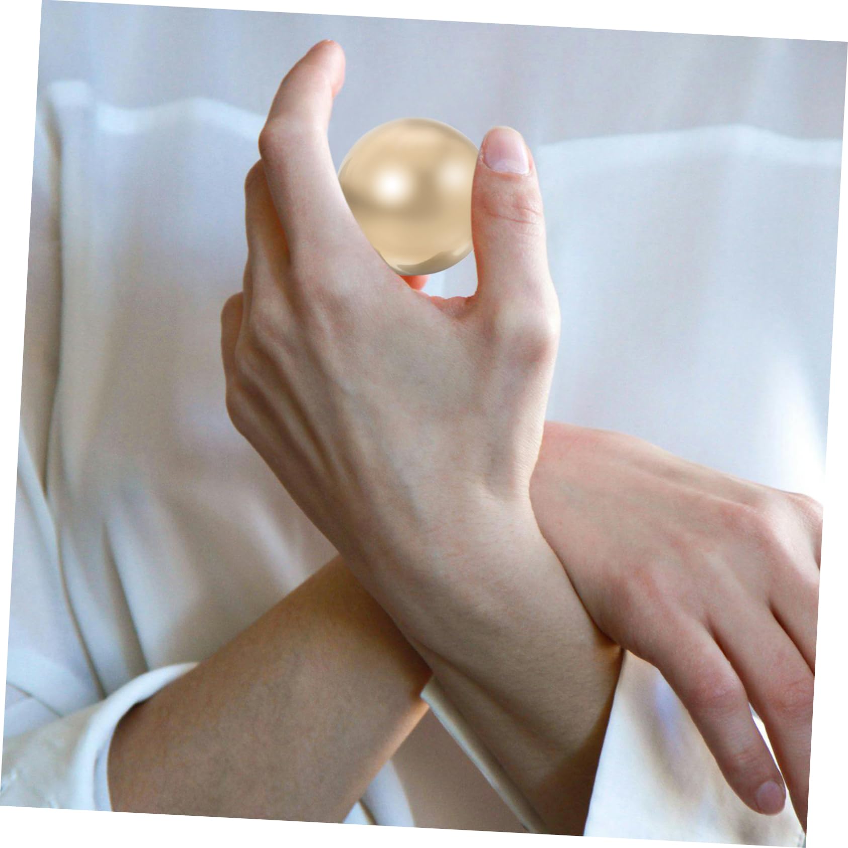 2 Bolas de Masaje de Latón Dorado para Ejercicio de Manos, Balones de Metal Lisos para Fitness y Relajación, Ideales para Terapia y Decoración
