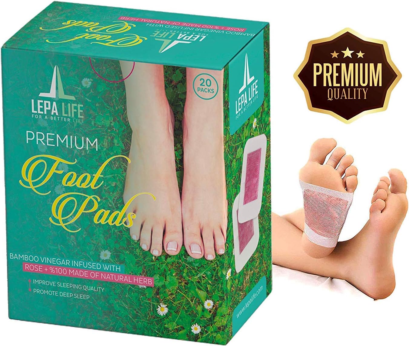 Premium Aromatherapy Rose Foot Pads - Stress, Pain Relief - Natural Better Sleep Aid - Energy Booster - Odor Eliminator, Relaxing Feet Health Care Ginger Pad by Lepa Life - Set of 20 (Rose)