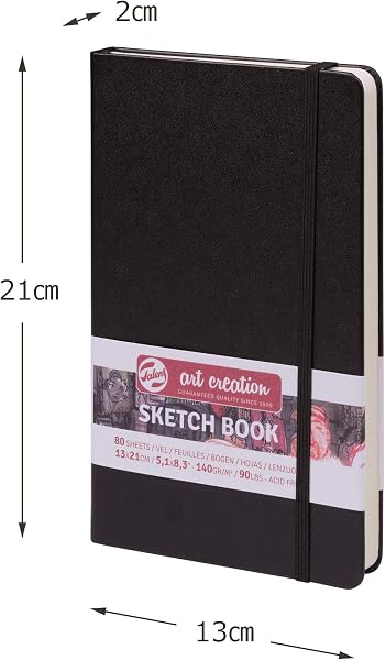 ターレンス アートクリエーションスケッチブック 絵を描く手帳 13×21cm ブラック 厚み140G/・ 細目 中性 80枚綴じ T9314-002M 407145 - 3