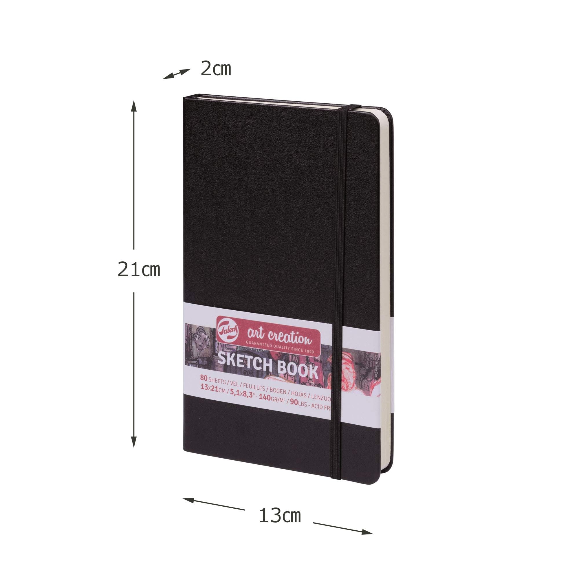 ターレンス アートクリエーションスケッチブック 絵を描く手帳 13×21cm ブラック 厚み140G/・ 細目 中性 80枚綴じ T9314-002M 407145 - 4