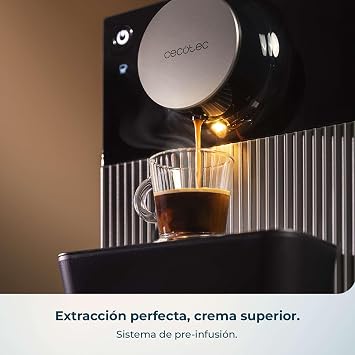 Cecotec Cremmaet Cube Compact Superautomatic Coffee Maker, 1350W, 10g Pressing System, Pre-Infusion System, 19 Bars, Thermoblock System, 5 Grinding Levels, Touch Control Panel