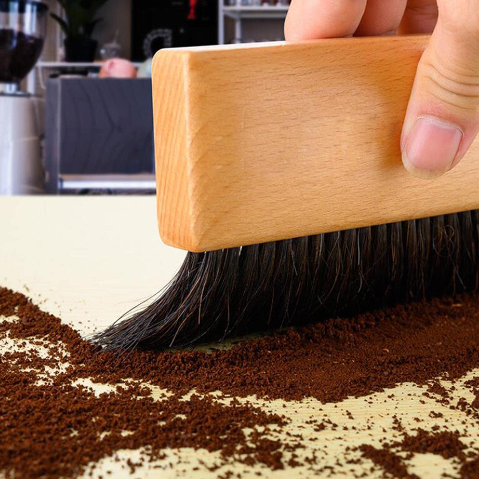 Kaffeemühlen-Reinigungsbürste, Holzgriff, rechteckig, mit Loch, 5 Stück
