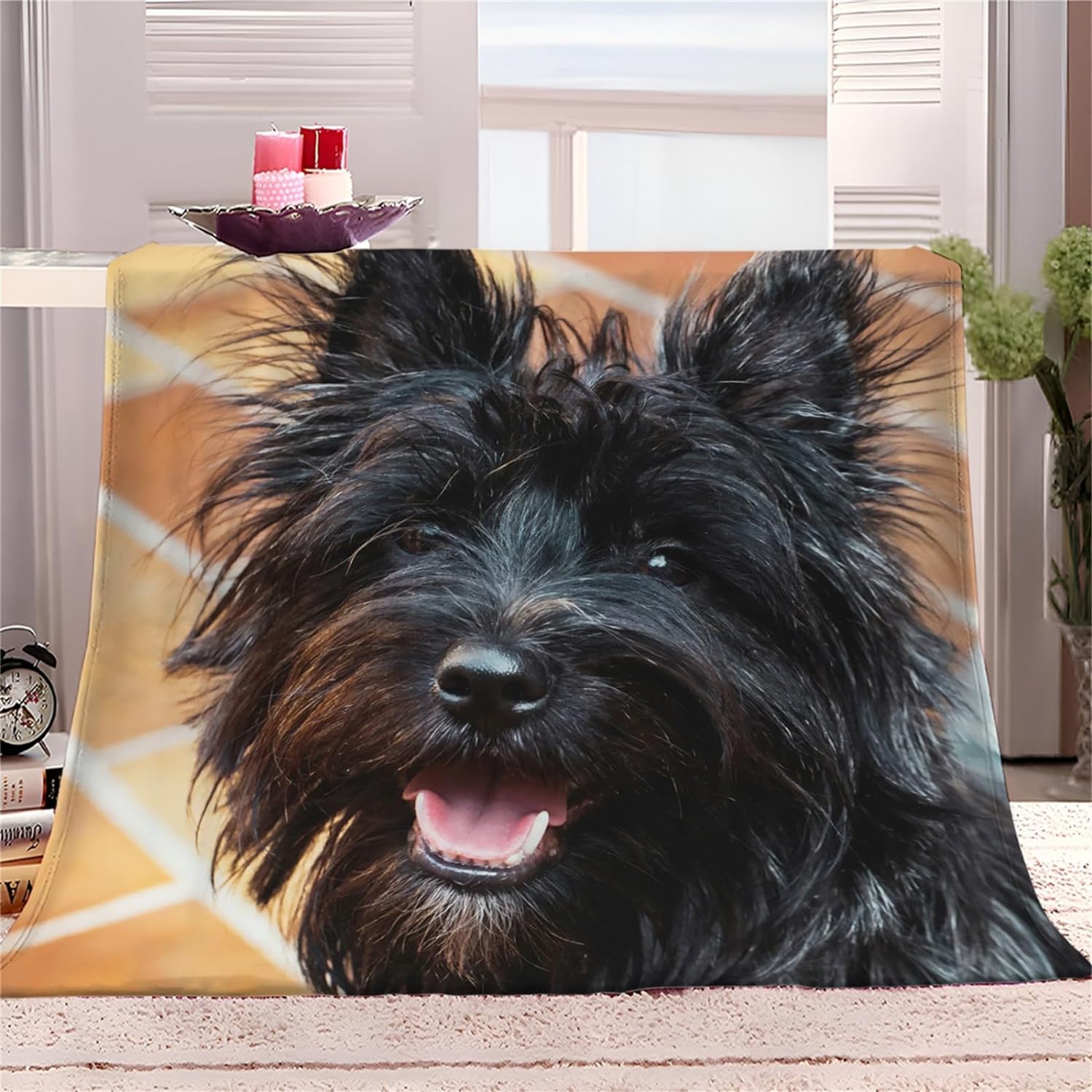Couverture Chien Noir 3D Plaid Polaire 220x240 Animal Doux Microfibre Couverture en Flanelle Chien Couvertures et Plaids Chaud pour lit Jeté de Canapé m6985