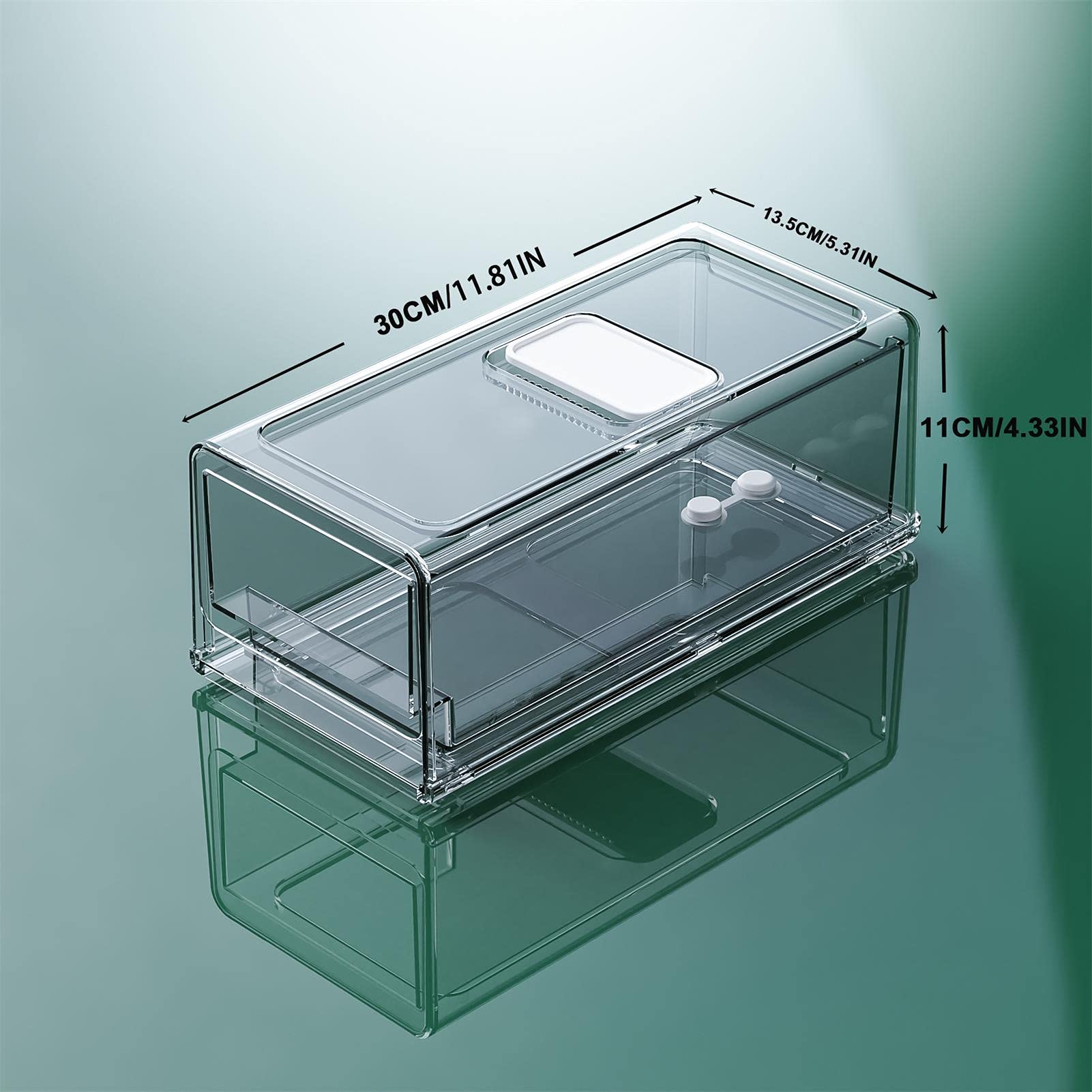 YekouMax Contenedores de organización y almacenamiento de despensa, organizador de refrigerador, contenedores de almacenamiento apilables de plástico con cajones, contenedores extraíbles para nevera,