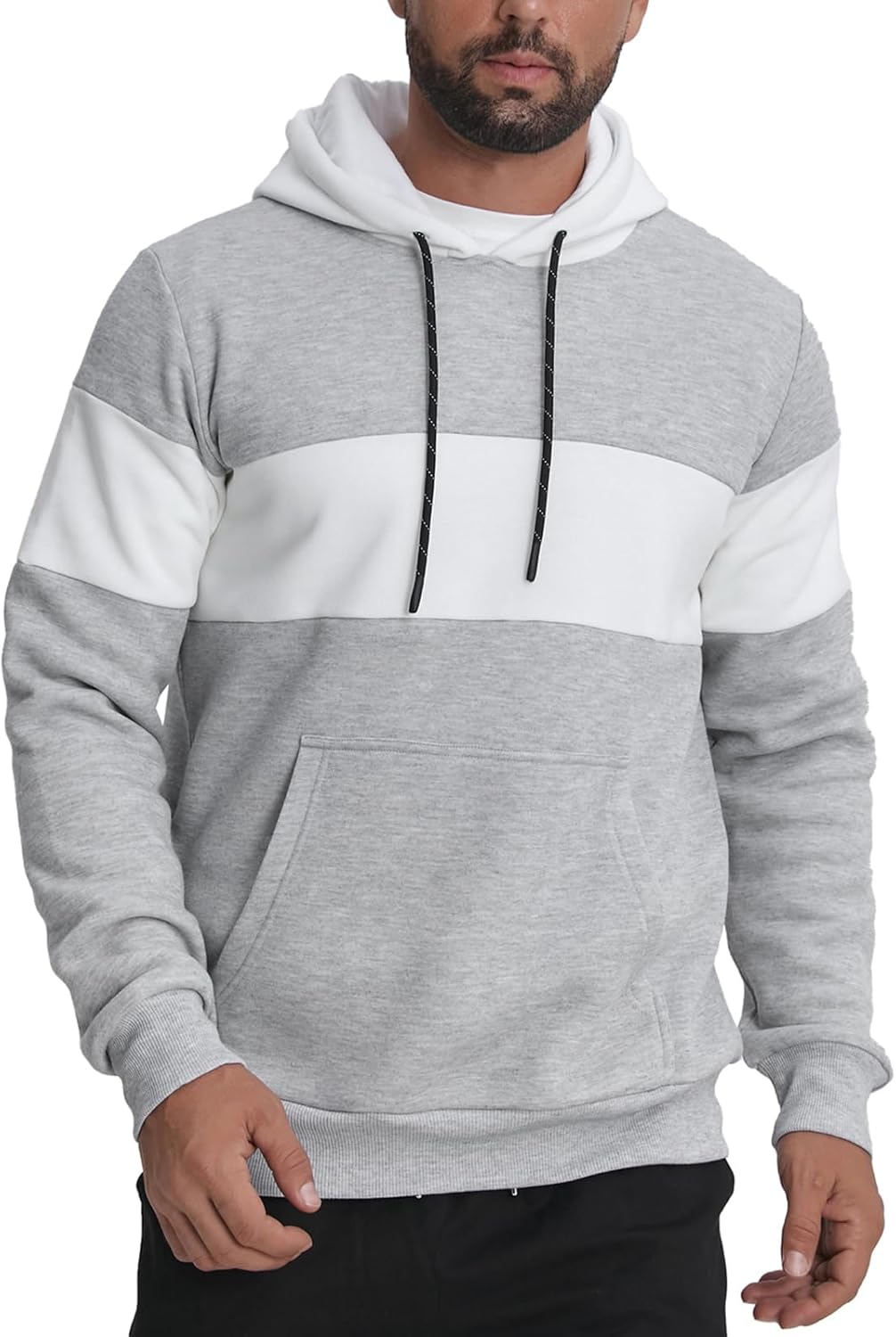 Fleece Hoodies Sweatshirts for Men,2/3 Pack Patchwork Athletic Workout Hooded Pullover With Kangaroo Pocket - Image 3