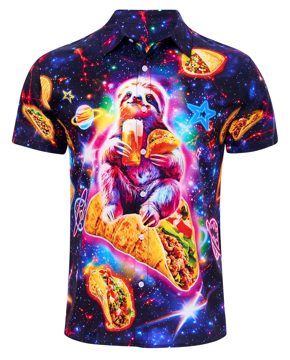 ALISISTER Mens Hawaiian Shirt 3D Print Casual Button Down Ugly Shirts Beach Holiday Aloha Short Sleeve Shirt — view 15