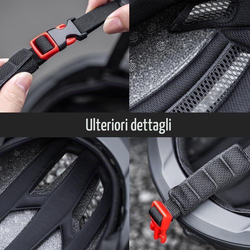 Casco da bicicletta con luce LED, casco da città, ultraleggero, per uomo, adulto, con luce posteriore, 56-60 cm