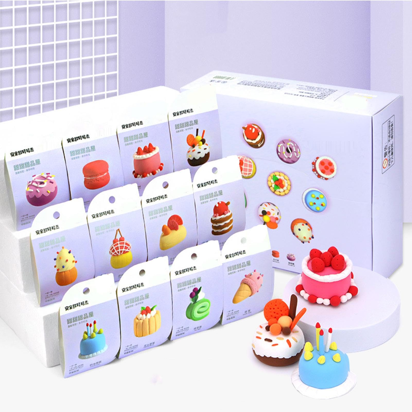 Kit de Arcilla, Kit de Arcilla Seca al Aire - Kit de Modelado de Animales domésticos/Postre/Dinosaurios para niños | 12 Estilos de artesanía artística Creativa, Kit de estuco en