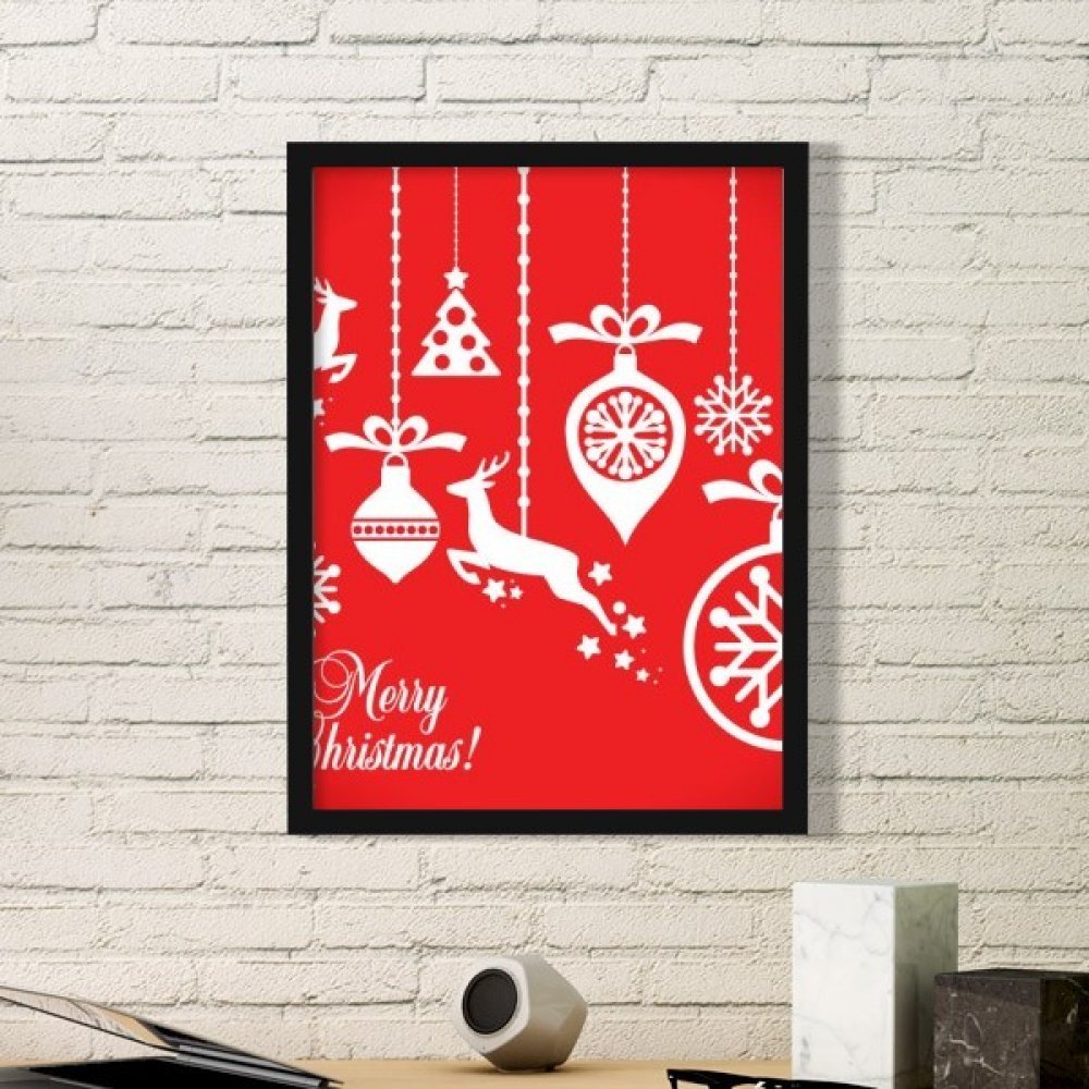 Cadre d'art Noël avec motifs flocon et élan rouge pour décoration murale festive