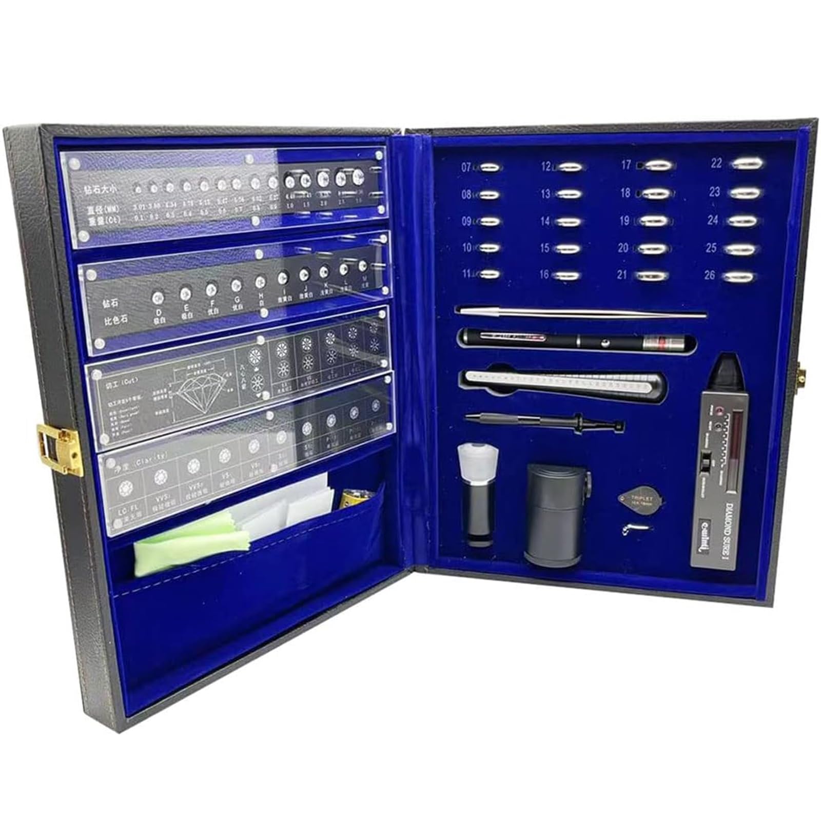Zestaw do wykrywania diamentów w biżuterii, narzędzia do kamieni kolorowych, przenośny elektroniczny tester diamentów, selektor biżuterii, zestaw do badania złota, narzędzie do testowania biżuterii