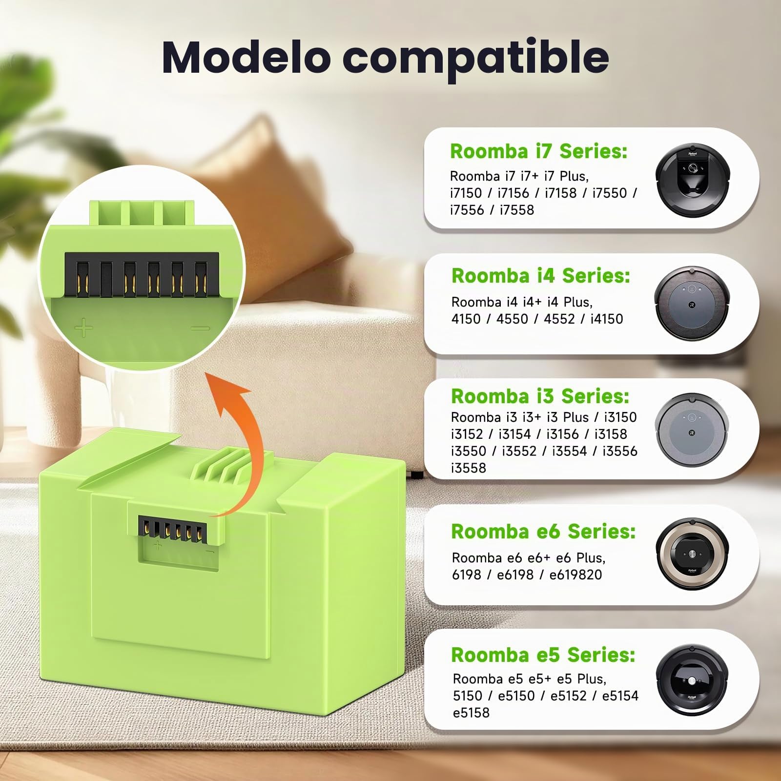 ABL-D1/ABL-D2 Li-Ion Batería de Repuesto para iRobot Roomba i7/ i7+, i4/ i4+, i3/ i3+ Plus, para iRobot Roomba e5 e6 j7 i7150, i7156, i7158, i7550, i7556, e5150,e5152, e5154 Bateria -14,4V/5000mAh