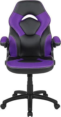 Miniatura 51 de Flash Furniture X10 - Silla giratoria de policarbonato ergonómica y ajustable con apoyabrazos abatibles; para videojuegos, juegos de carreras,