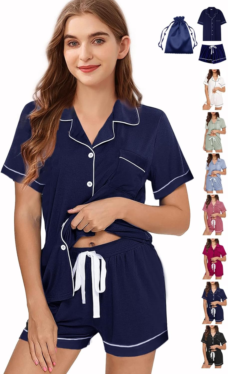 3Pcs Soft Pajamas Set for Women XS-XXL Womens Pajama Sets Button Down Sleepwear Nightwear Pj set Lounge Set Pjs - Image 6