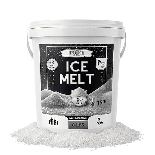 Halite Crystals Ice Melt Effective to -25°F, Eco-Friendly De-Icer, Optimal Granule Size for Quick Melting, Ideal for Driveways, Walkways, and Entryways (8, Pounds)