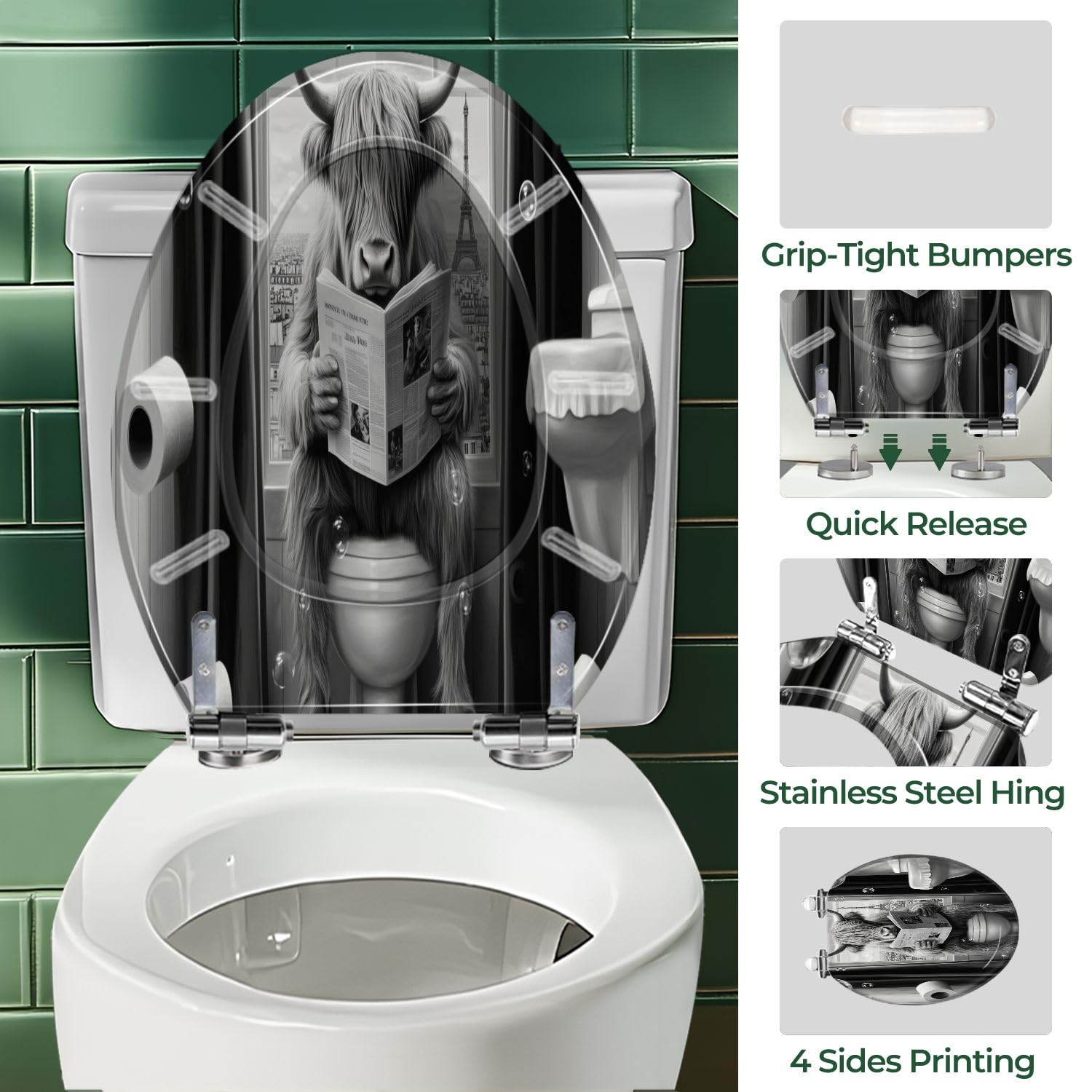 Sedile WC generico allungato in resina con coperchio per bagno