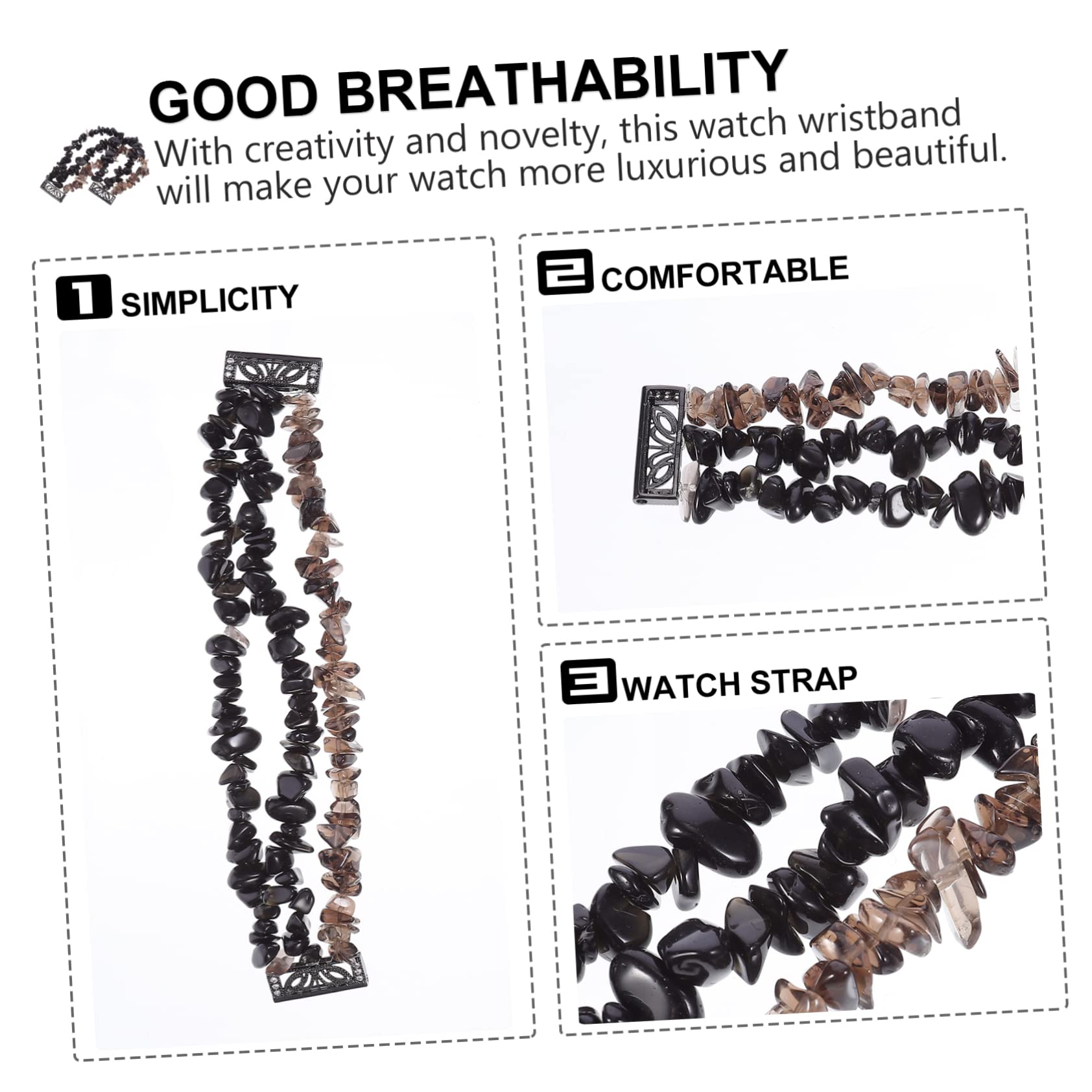 Hemobllo 2 Pièces Bracelet Bracelet Élastique De Montre Ceinture Délicate Montres Reloj Inteligente En Pierre Naturelle Respectueux De La Peau