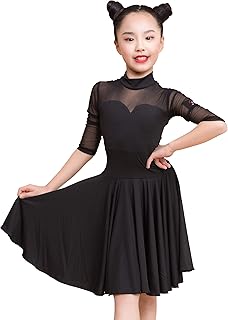 SY3005 Kid Latin Modern Ballroom Dance Professional mesh Stitching and Large Swing Design Dress for Girl - Buy now