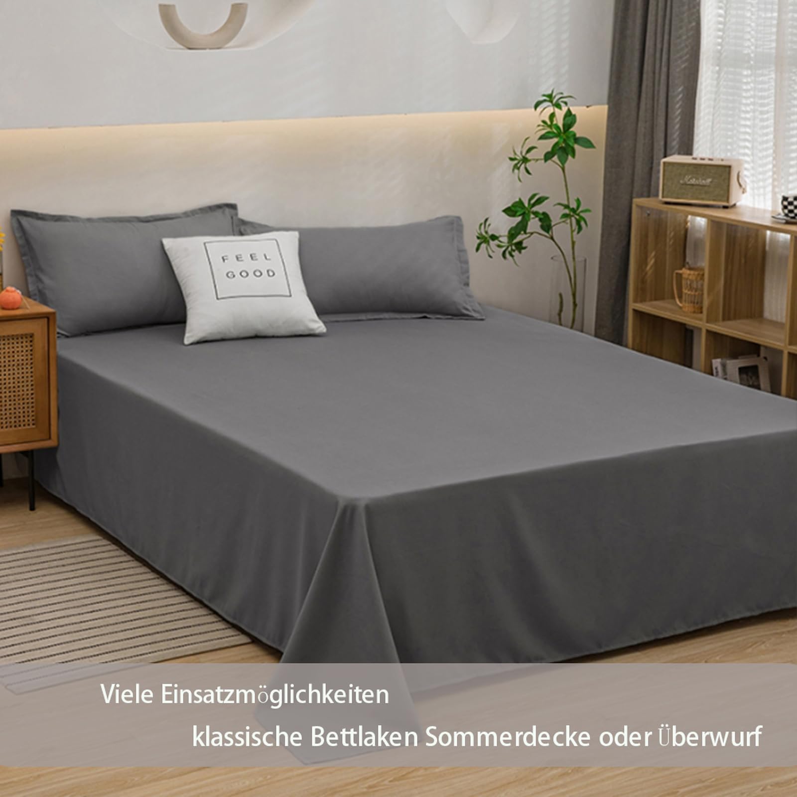 Lenzuolo matrimoniale 230 x 250 cm, morbido e confortevole, set di biancheria da letto per la casa, ideale per coppie, lussuoso misto cotone per il massimo relax