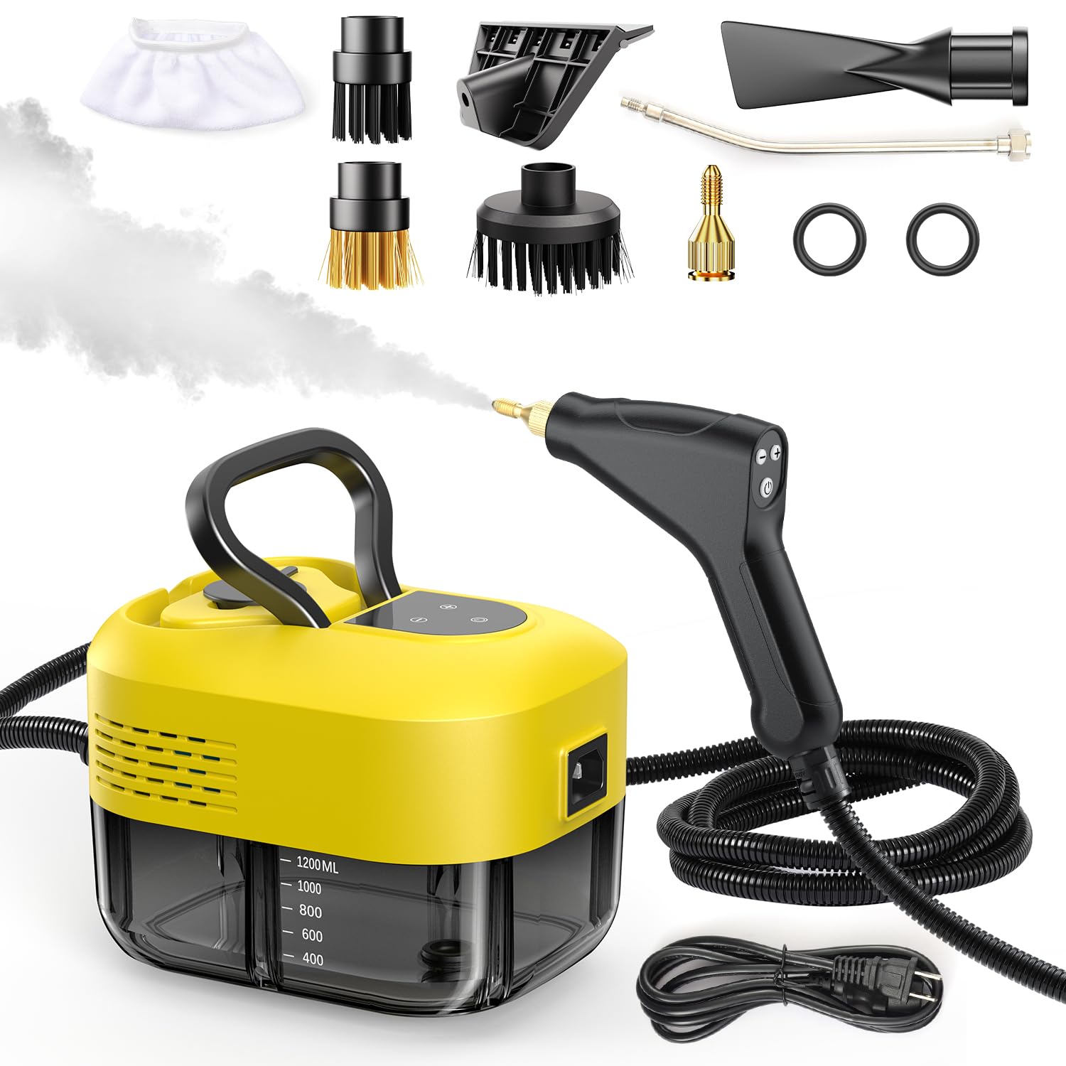 Steam Cleaner for Home Car Detailing Floor, 212°F High Temperature, 1.2L Tank, 15S Heat-Up, Portable Handheld Pressurized Steamer for Cleaning, Steam