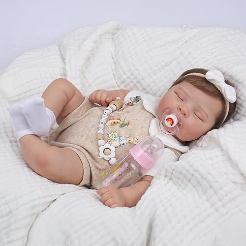 Miniatura 3 de CHAREX Muñecas de bebé recién nacidas realistas de 22 pulgadas durmiendo con cuerpo de tela suave y pesado, muñeca de bebé de la vida real