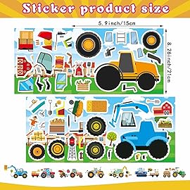 24 Sheets Make Your Own Farm Tractor Stickers for Kids Toddler, Fall Autumn Stickers, Happy Farm Themed Birthday Party Favors Supplies
