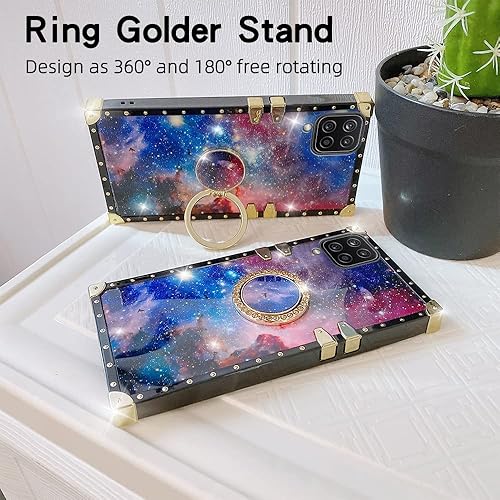 Miniatura 8 de liancang Funda diseñada para Moto G Power 2021 Max con diseño de diamante espacial, funda cuadrada antiroturas, soporte de anillo brilla, funda Moto