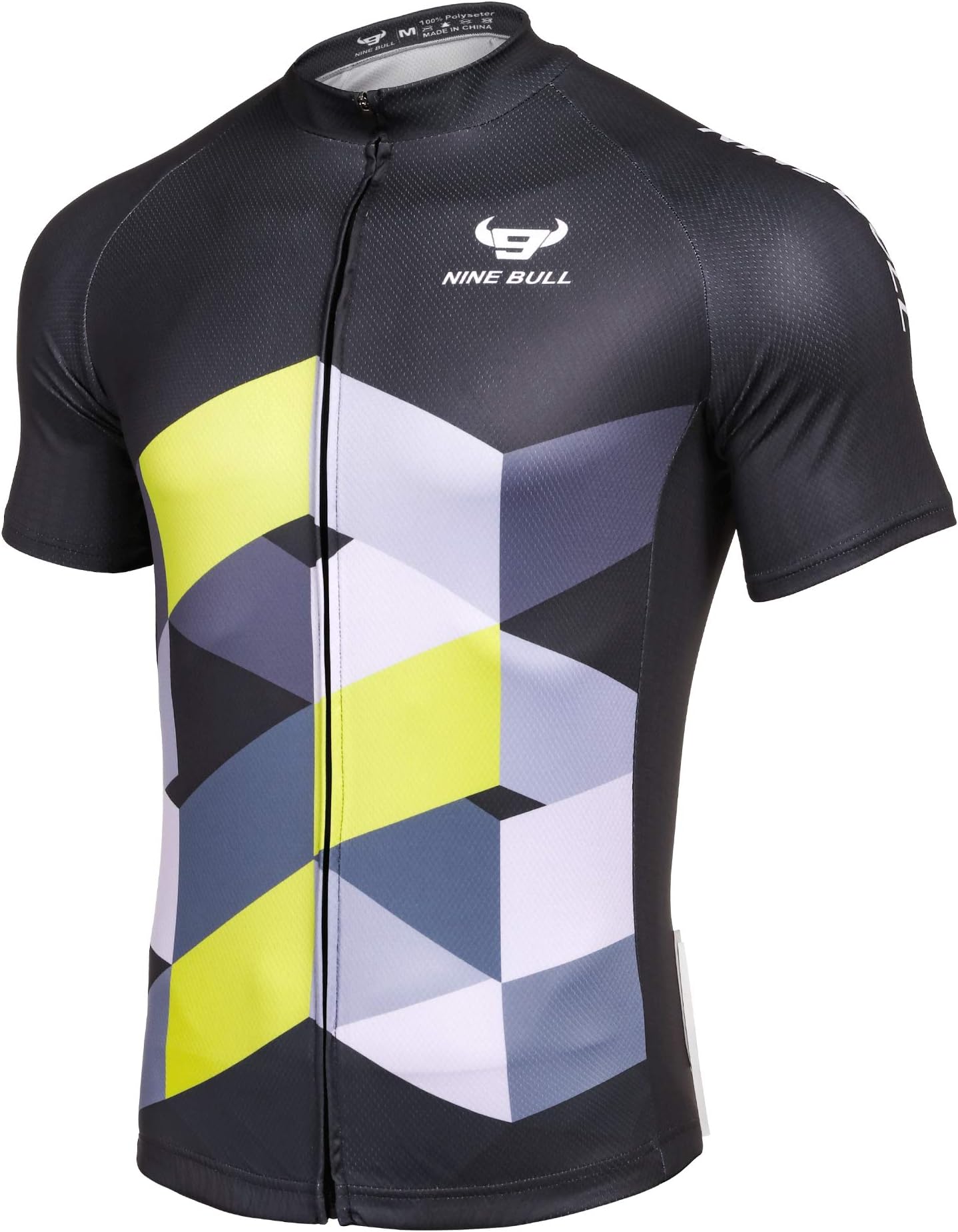 nine bullMen's Cycling Bike Jersey Short Sleeve with 3 Rear Pockets Moisture Wicking, Breathable, Quick Dry Biking Shirt