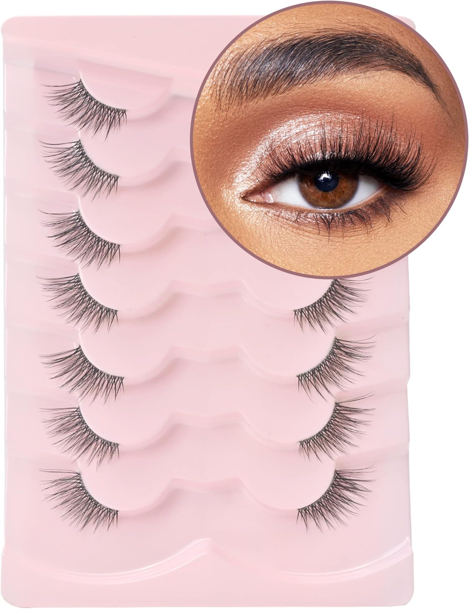 Onlyall Half Eyelashes Corner Lashes Natural Lashes Half Lashes Wispy End Lashes Corner Eyelashes 3/4 Lashes Clear Band Lashes 7 Pairs C02 (6MM-14MM)