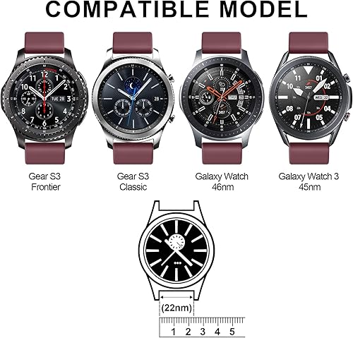 Miniatura 2 de AK Correa compatible con Samsung Galaxy Watch 3 de 1.772 in para mujeres y hombres, correa de silicona suave de 0.866 pulgadas de repuesto para