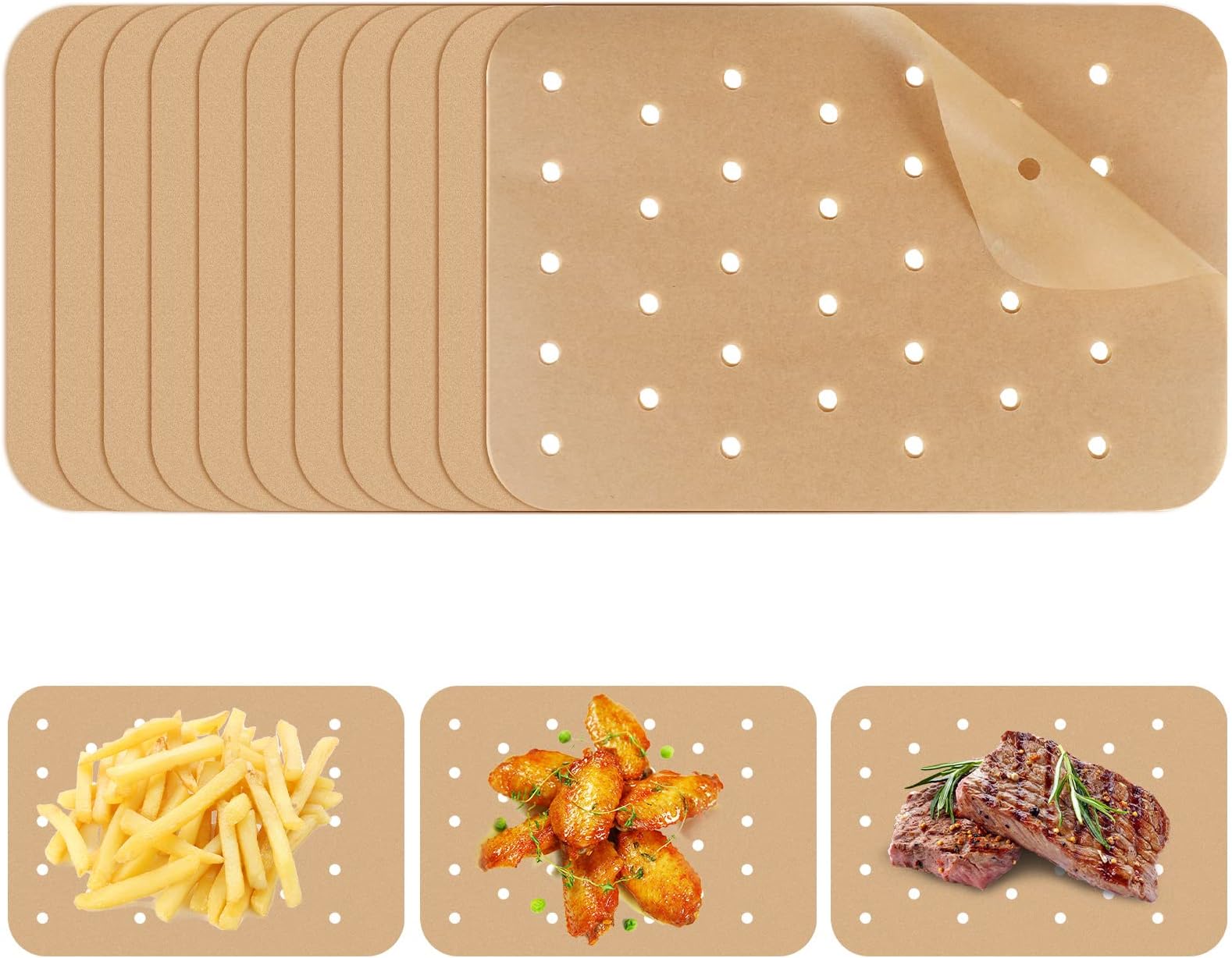 180pcs Air Fryer Parchment Paper Air Fryer Paper Liner for Ninja Foodi Dual Air Fryer, Non-Stick Perforated Parchment Liner Baking Paper Compatible with Ninja DZ201, DZ401