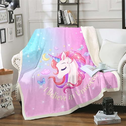 Manta de unicornio para niñas pequeñas, manta Kawaii de unicornio, regalos para niñas y niños, manta de vellón de unicornio rosa mariposa, galaxia,