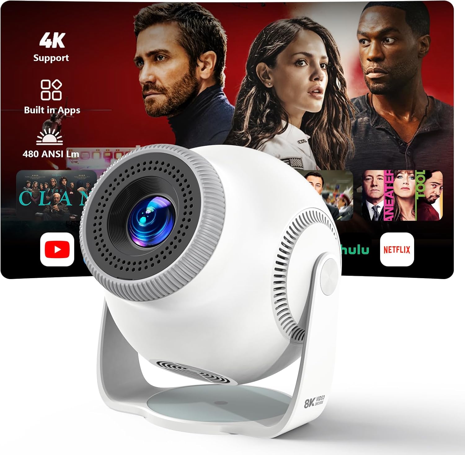 Mini projecteur portable WiFi 6 et Bluetooth