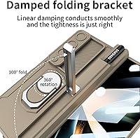 Vista 5 de Funda para Samsung Galaxy Z Fold 4 con soporte para S Pen (protección de bisagra), soporte magnético de anillo de 360°, cubierta de cámara