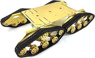 Premium Remote Control Tank Car Chassis Kit with Encoder Motors, 4WD Smart Tracked Robot Platform Shock Absorbing Caterpillar Track Robotic Model for Arduino/STEAM/Python/Raspberry Pie/Microbit/DIY