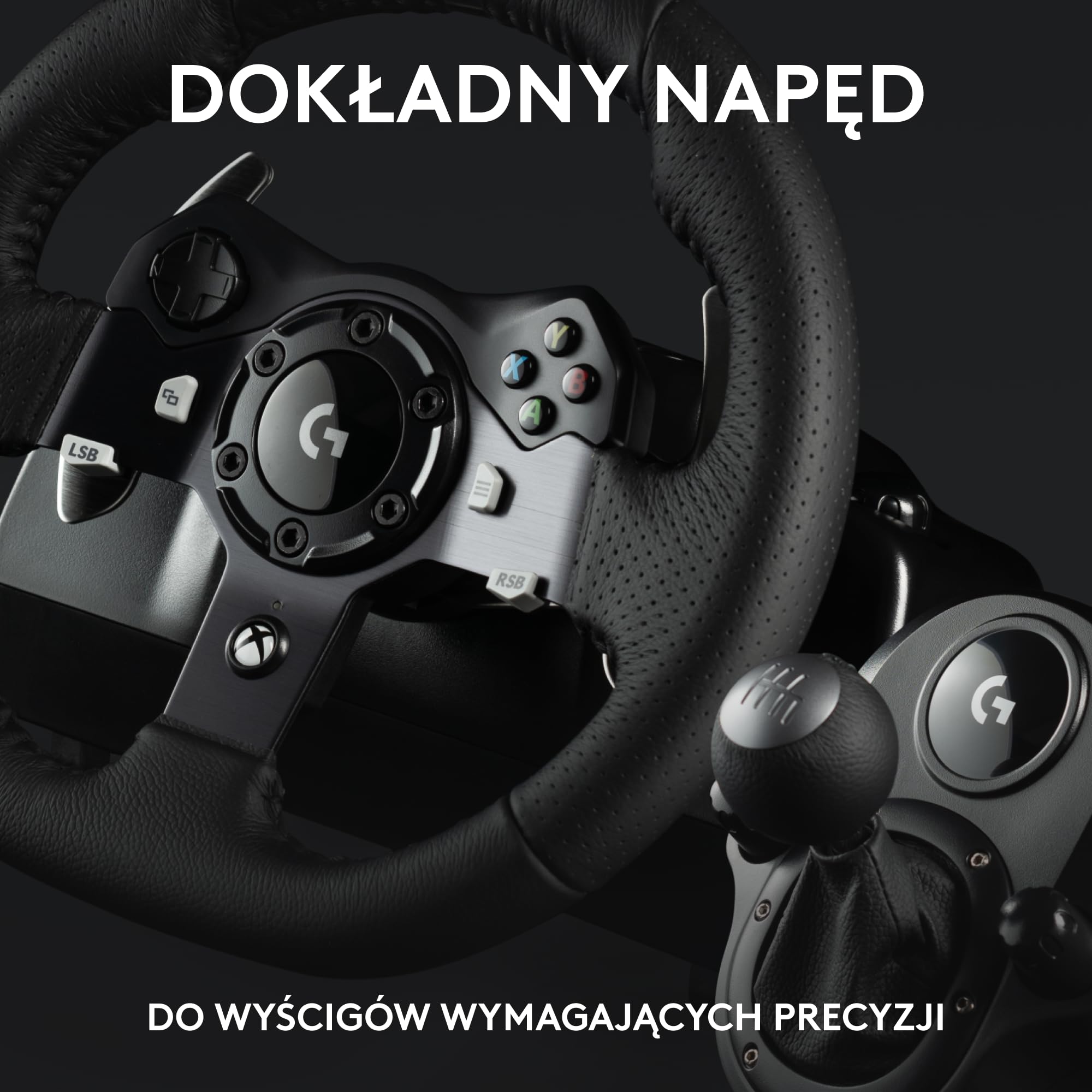 Logitech G920 Driving Force Racing Wheel, Kierownica wyścigowa do konsoli Xbox One i komputera, Xbox One/PC - Czarny & Logitech G Dźwignia zmiany biegów Driving Force do G923, G29 lub G920