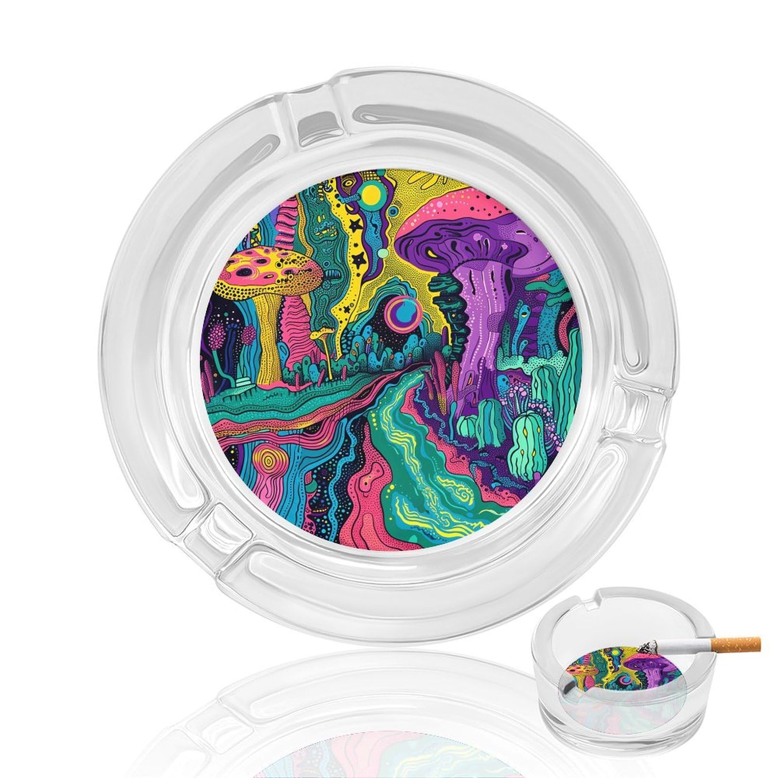 Cendrier en verre original style psychédélique, le cadeau idéal pour fumeurs
