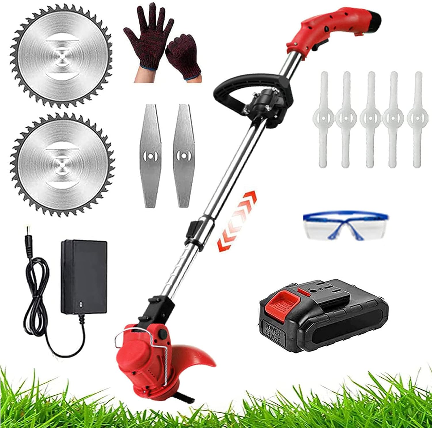 HLCUI Cordless Strimmer, 24V Grass Trimmer with Battery And Charger