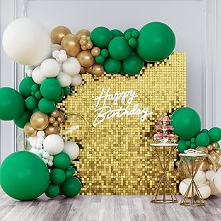 Shimmer Wall Backdrop Gold Square Sequin Wall Panel Backdrop Decor for Wedding, Anniversary, Birthday, Party, 24 Panels