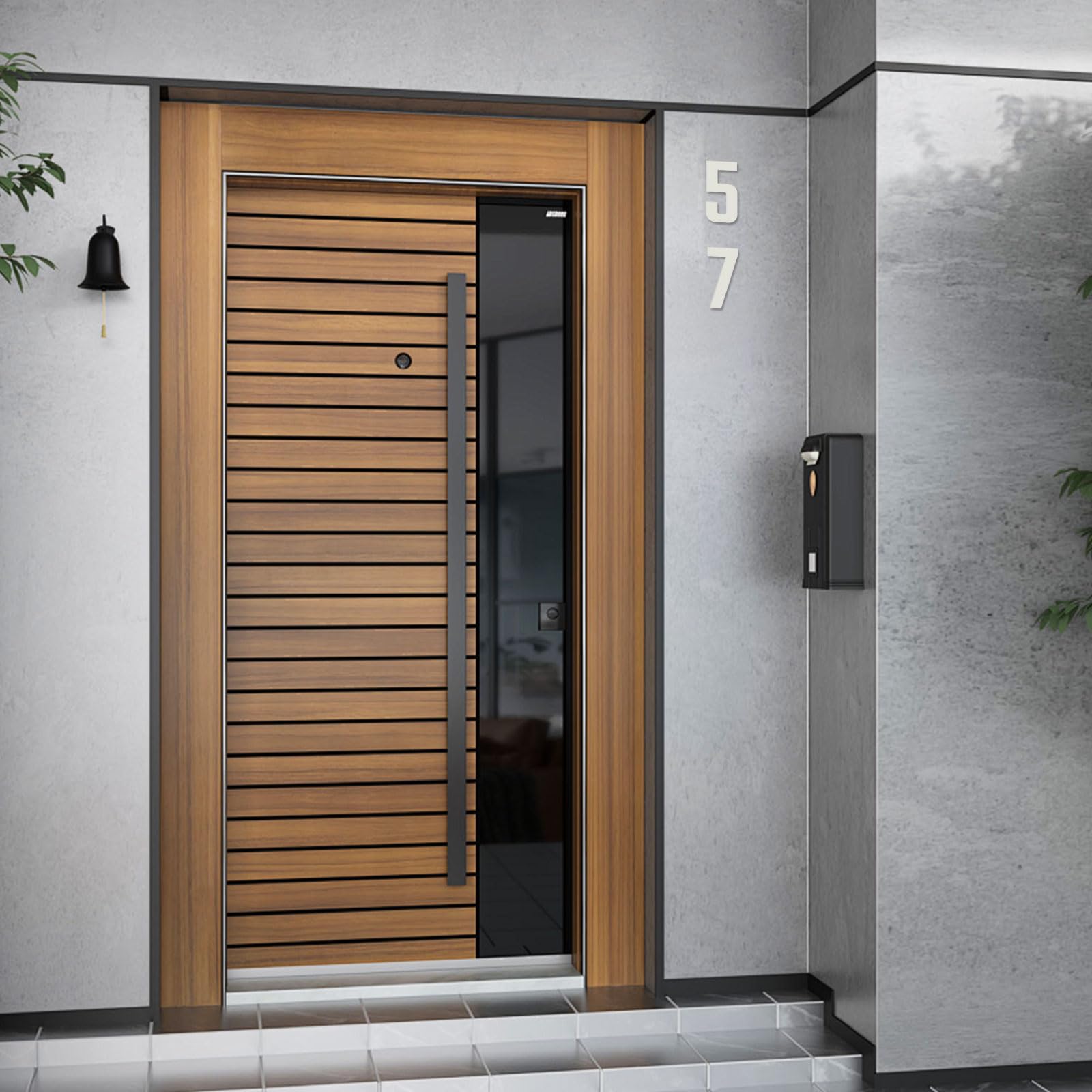Numeri civici in metallo, 5,1 cm, in metallo, stile moderno, per porta del giardino, per appartamenti, esterni, fattoria, lettere decorative con kit per chiodi, segnaletica per visibilità (bianco)