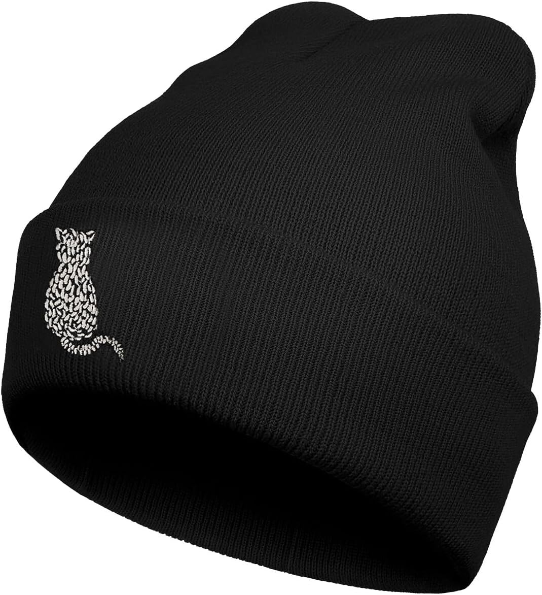 Black Embroidered Beanie Knitted Winter Hat for Men and Women, for Christmas, Birthdays, and Anniversaries